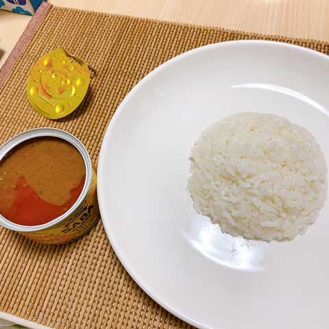 白ご飯を盛付けてカレーの準備ができました。