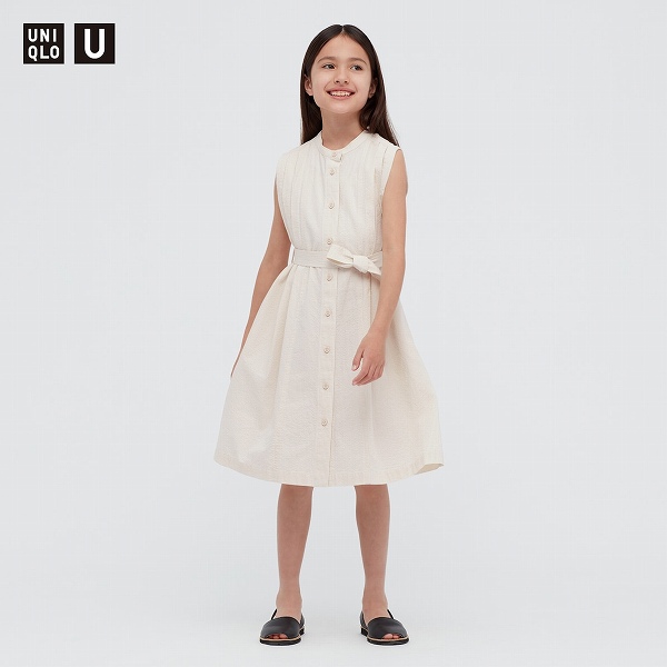 Uniqlo U　GIRLS シアサッカーストライプワンピース