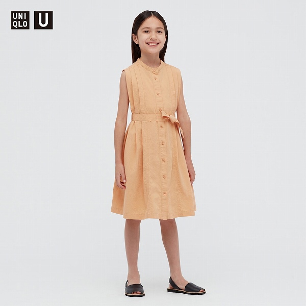 Uniqlo U　GIRLS シアサッカーワンピース（ノースリーブ）