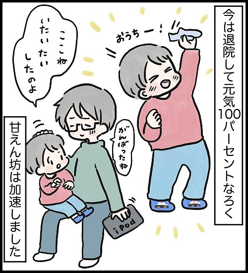 【うめまる日ろく～子育て4コママンガ～】「はじめての入院」