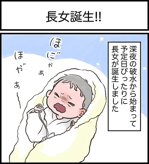 【うめまる日ろく～子育て4コママンガ～】「長女誕生」