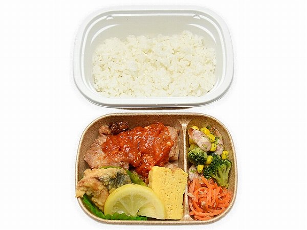 鮭ザンギはちみつレモンソースとトマチキ弁当