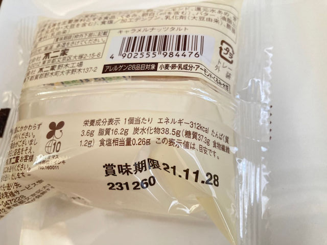 キャラメルナッツタルトのカロリーはどのくらい？