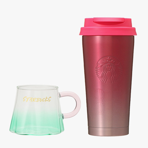 耐熱グラスマグ富士山ブルーグリーン296ml / ステンレスTOGOロゴタンブラーグラデーション473ml