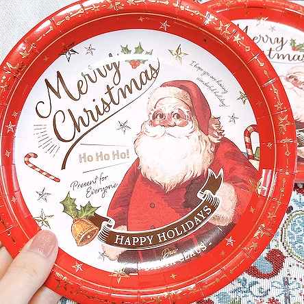 クリスマス紙皿（ビンテージ調）