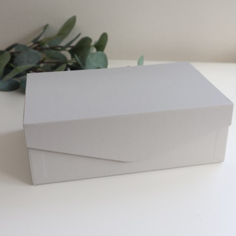 フタ付紙BOX（4サイズ、長方形、グレー）
