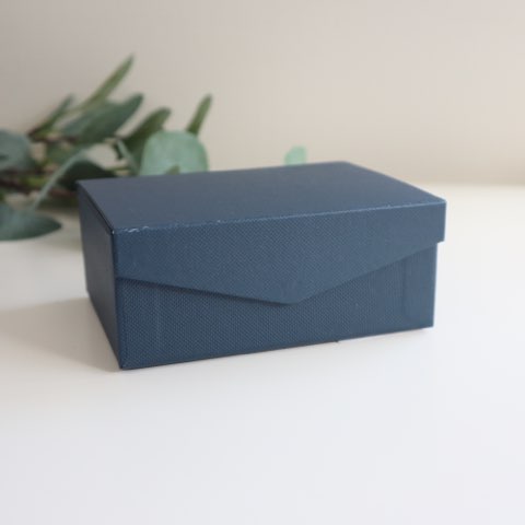 フタ付紙BOX（4サイズ、長方形、ネイビー）