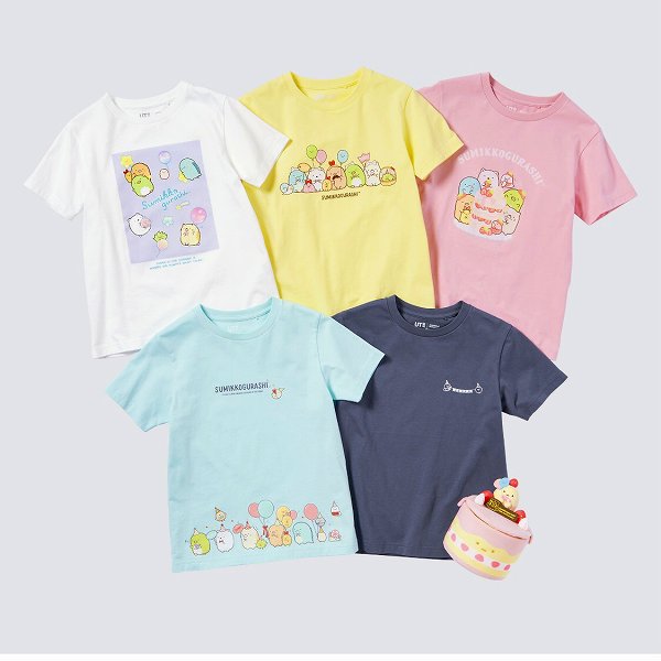 KIDS すみっコぐらし UT グラフィックTシャツ コンプリートセット（半袖） シーンぬいぐるみ（たぴおかケーキ）付き