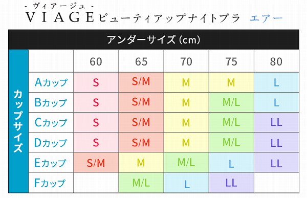 VIAGEビューティアップナイトブラAirサイズ