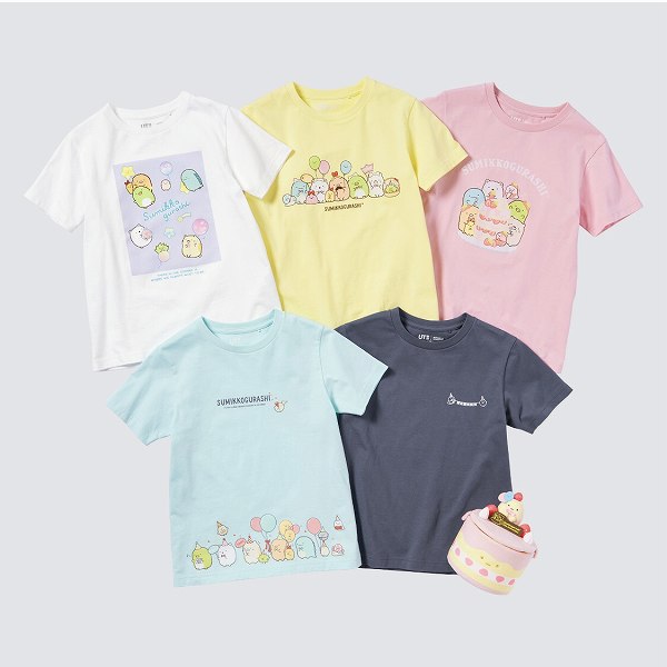 KIDS すみっコぐらし UT グラフィックTシャツ コンプリートセット（半袖） シーンぬいぐるみ（たぴおかケーキ）付き