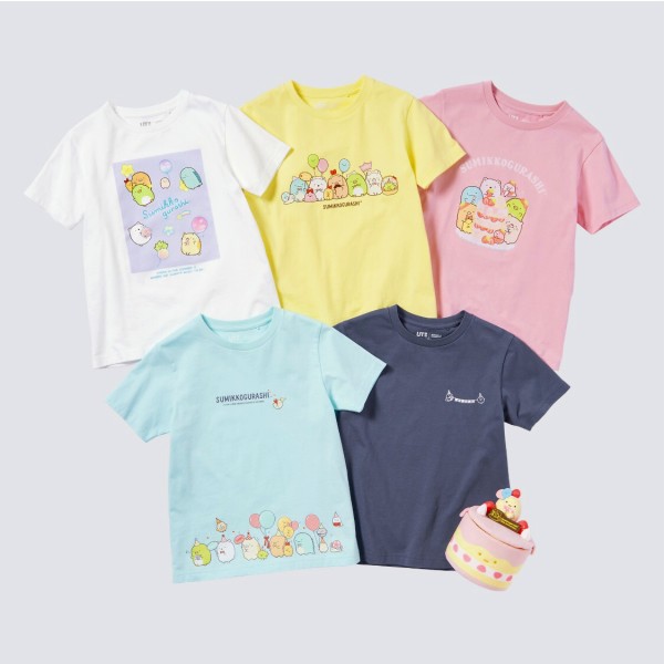 KIDS すみっコぐらし UT グラフィックTシャツ コンプリートセット（半袖） シーンぬいぐるみ（たぴおかケーキ）付き