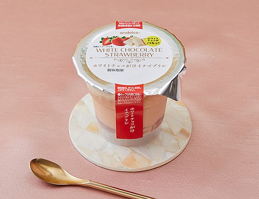 アンド栄光　ホワイトチョコがけイチゴプリン　80g