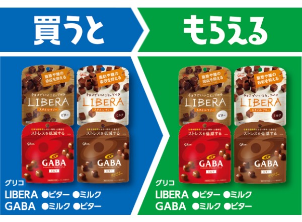 グリコ　LIBERA　ビター／ミルク　GABA　ミルク／ビター