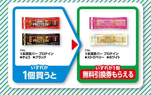アサヒ　1本満足バー　プロテイン　チョコ／プロテイン　ブラック