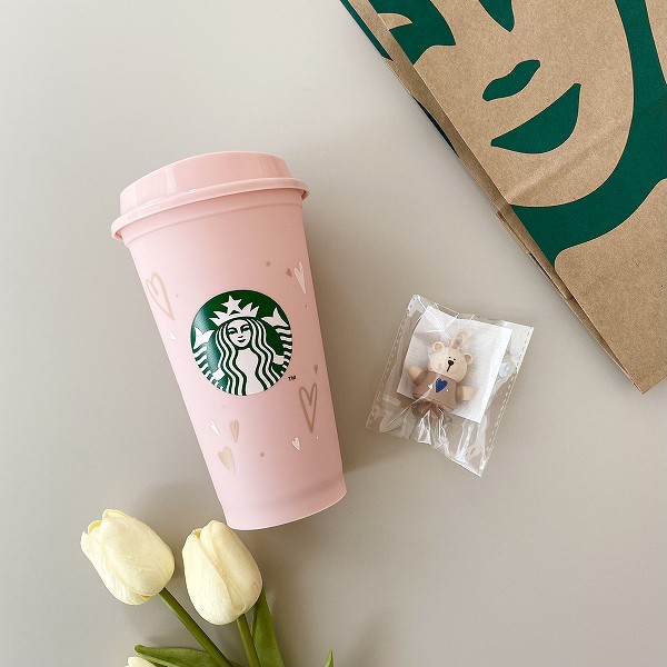 バレンタイン2024リユーザブルカップ専用ドリンクホールキャップベアリスタ