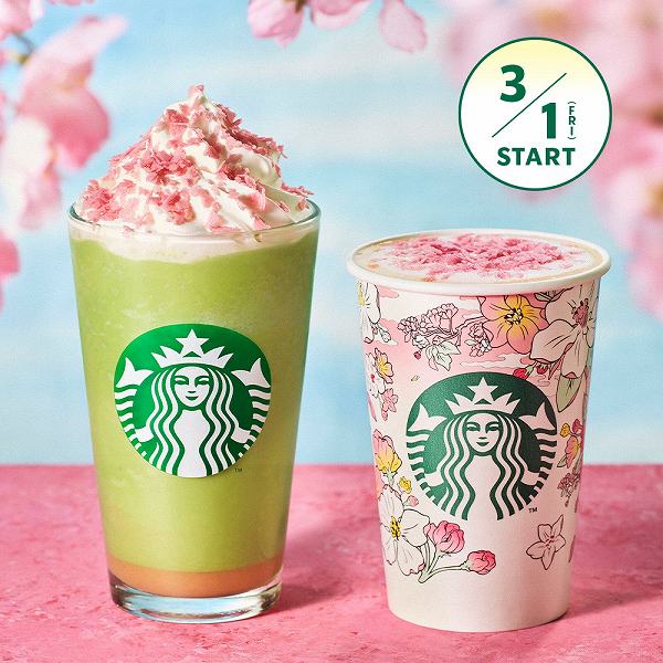 花見抹茶 クリーム フラペチーノ®/花見 ブロンド ラテ