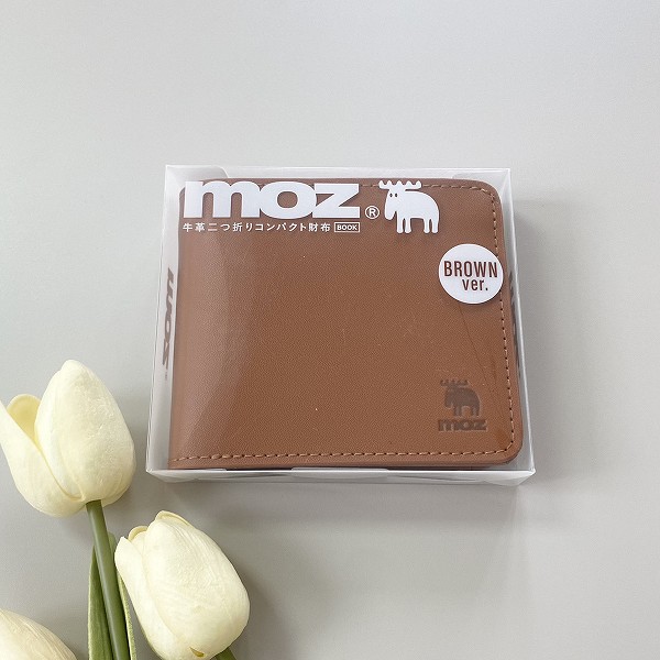 『moz 牛革二つ折りコンパクト財布BOOK BROWN ver.』