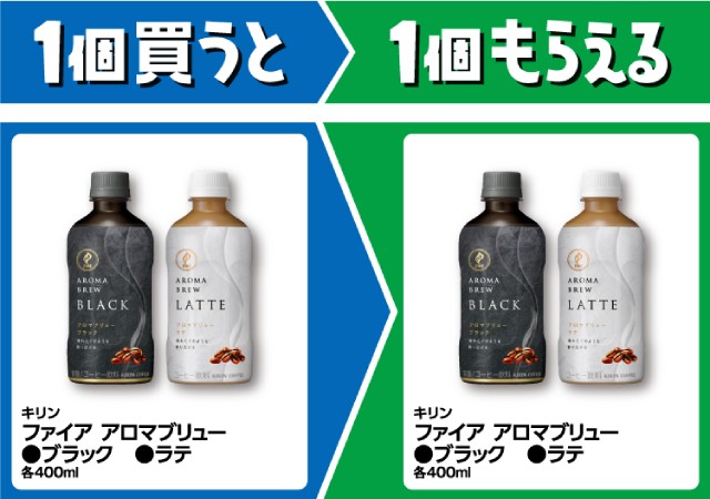 キリン　ファイア　アロマブリュー　ブラック／ラテ　各400ml