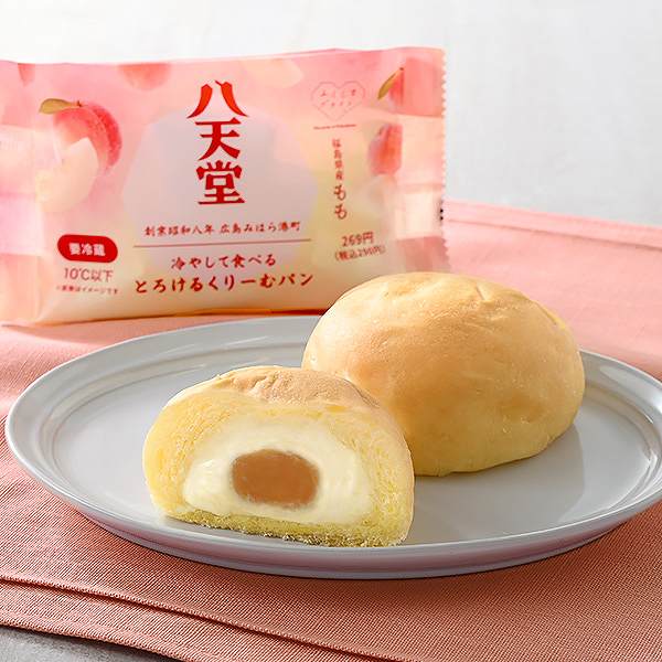 冷やして食べるとろけるくりーむパン　福島県産もも