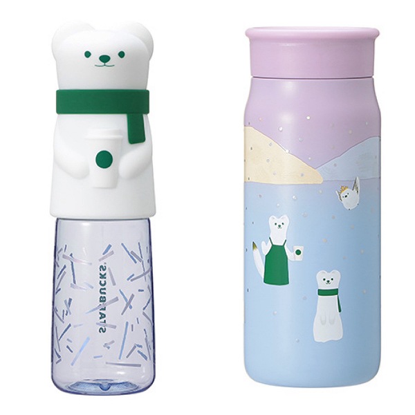 ステンレスボトルオコジョ&シマエナガピンク355ml