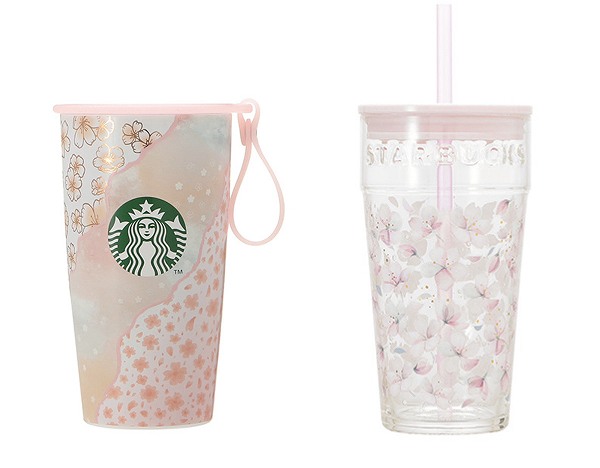 SAKURA2025 ストラップカップシェイプステンレスボトルレイヤード355ml/グラスタンブラー473ml
