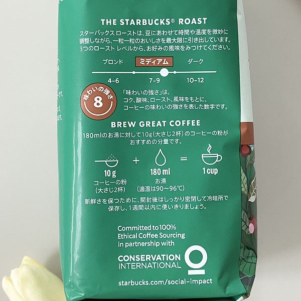 180mlのお湯に対して10g