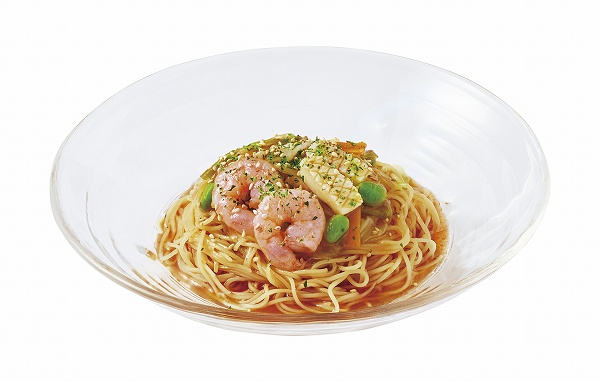 トマトレモン塩スープの海鮮野菜涼風麺