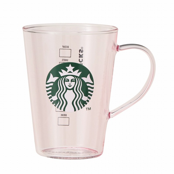 ギフトボックス入り耐熱グラスロゴマグピンクベージュ384ml