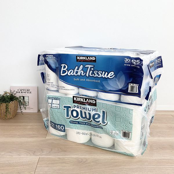 カークランドシグネチャー トイレットペーパー（バスティッシュ）/プレミアム ペーパータオル