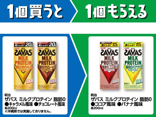 明治　ザバス　ミルクプロテイン　脂肪0　キャラメル風味/チョコレート風味　各200ml