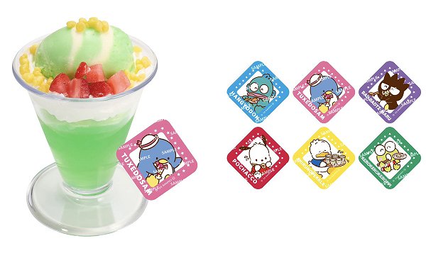 はじけるメロンソーダ風パフェ はぴだんぶいコラボ限定ステッカー付き
