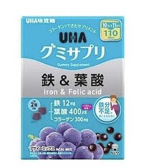 UHA味覚糖 グミサプリ 鉄＆葉酸 1日目安量：2粒（110日分）