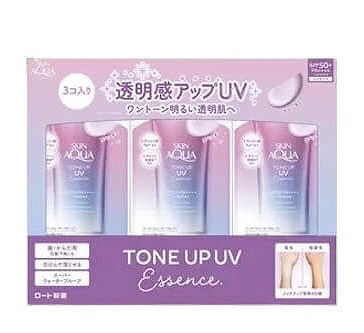スキンアクア トーンアップ UVエッセンス 80g×3個 ウォータープルーフ