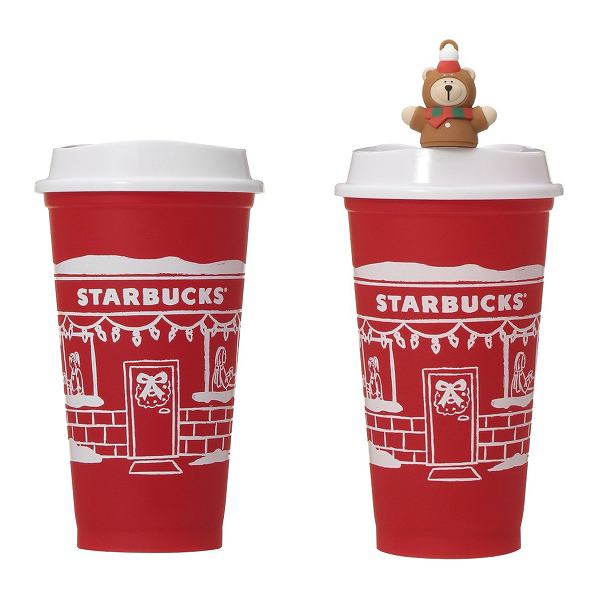 ホリデー2025リユーザブルカップレッド473ml+ドリンクホールキャップベアリスタ