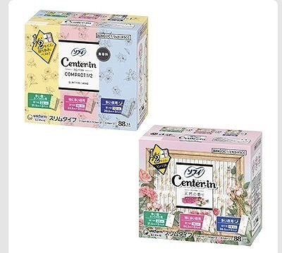 センターインコンパクト1/2 3サイズ 合計88個入 無香料/ナチュラルフローラルの香り