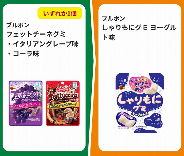 ブルボンフェットチーネグミイタリアングレープ味コーラ味