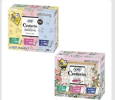 センターインコンパクト1/2 3サイズ 合計88個入 無香料/ナチュラルフローラルの香り