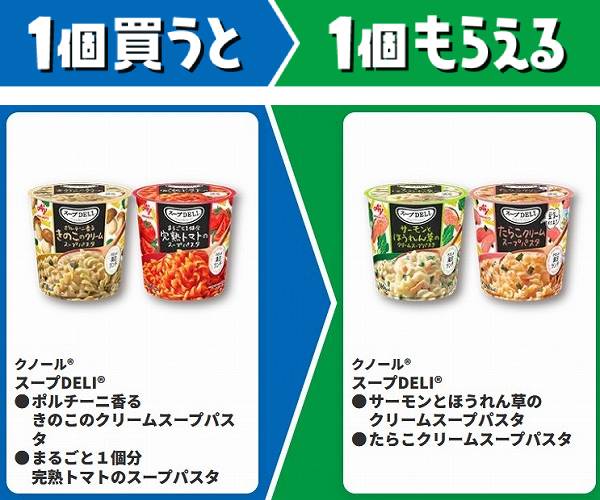クノール® スープDELI® ポルチーニ香る きのこのクリームスープパスタ/まるごと1個分 完熟トマトのスープパスタ