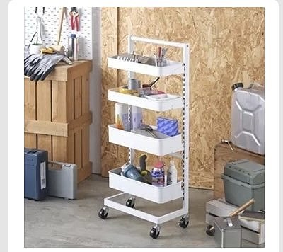 EDIFICE キャスター付 4段ワゴン 高さ調節可能 2サイズ バスケット