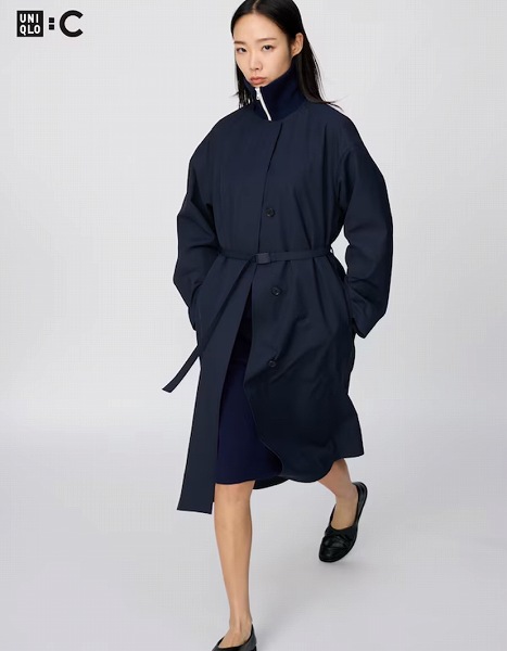 ノーカラーロングコート/リラックスフィット