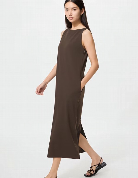 クレープジャージーワンピースノースリーブ