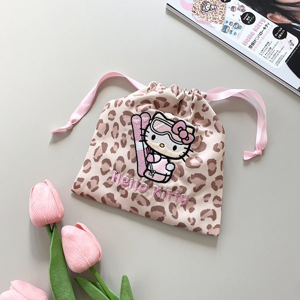 レオパード柄巾着