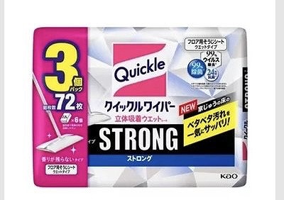 花王 クイックルワイパー 立体吸着 ウェットシート ストロング 24枚入×3個パック