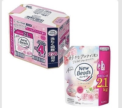 ニュービーズ　柔軟剤入り洗濯洗剤　ローズ＆マグノリア　2.1kg×4個