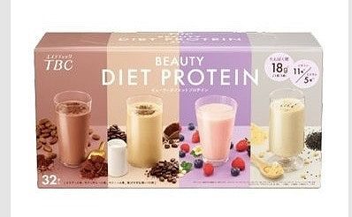 TBC プロテイン　4種　計32食　ココア・カフェオレ・ベリー・黒ゴマきな粉