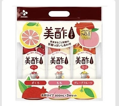 CJ　美酢アソートセット　800ml×3本　ザクロ・モモ・グレープフルーツ