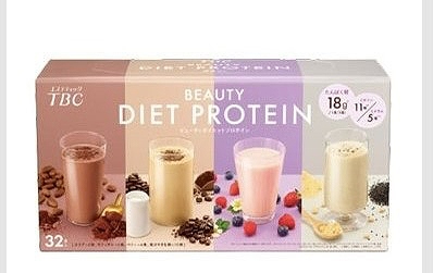TBC プロテイン　4種　計32食　ココア・カフェオレ・ベリー・黒ゴマきな粉