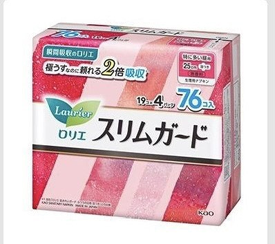 ロリエ　スリムガード　特に多い昼用　25cm　羽つき　19個×4パック