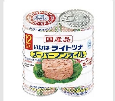 いなば食品　国産ライトツナ　スーパーノンオイル　70g×12缶