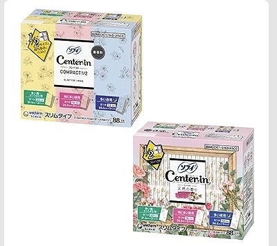センターインコンパクト1/2　3サイズ　合計88個入　無香料/ナチュラルフローラルの香り